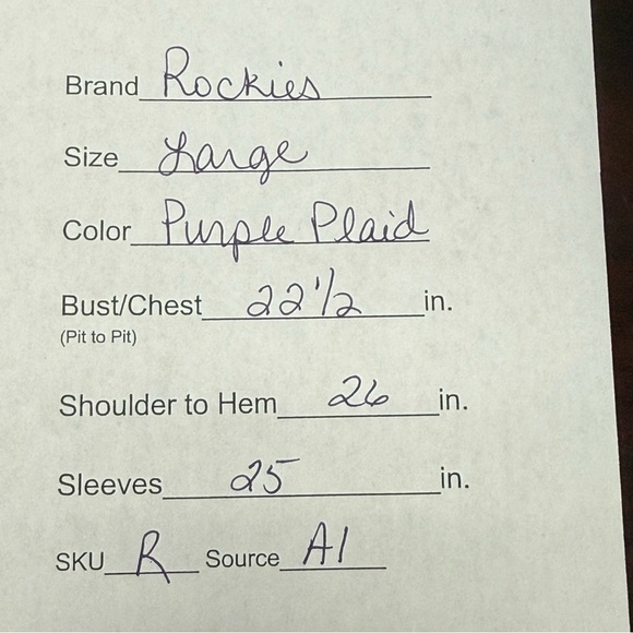 Rockies Purple Plaid Western Button Down Shirt Cotton Cowgirl Rodeo Large - Picture 11 of 11